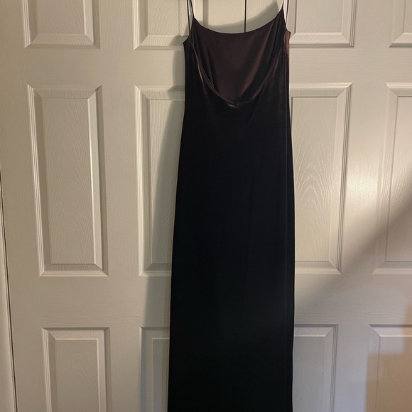 Laundry by Shelli Segal formal wedding brown velvety Y2K Maxi Dress size 12 - Picture 5 of 10